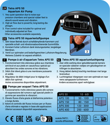Tetratec APS Air Pumps - Available In 5 Sizes