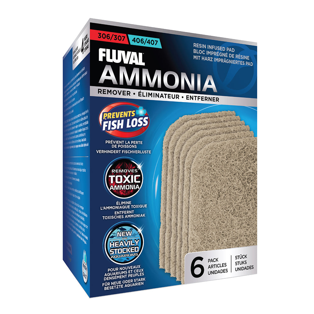 Fluval Ammonia Remover for 306/406, 307/407 Canister Filter, 6-Pack