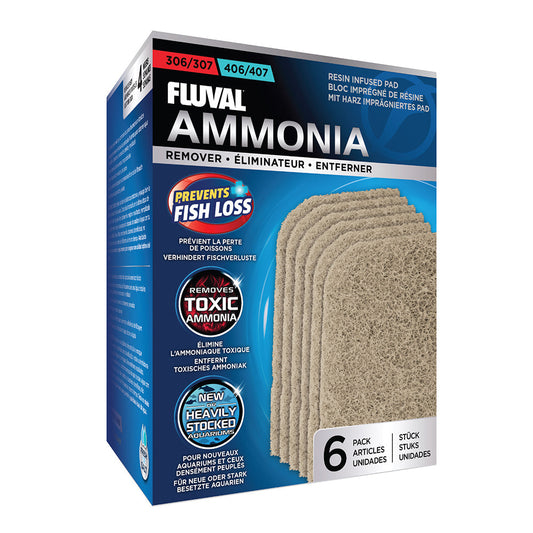 Fluval Ammonia Remover for 306/406, 307/407 Canister Filter, 6-Pack