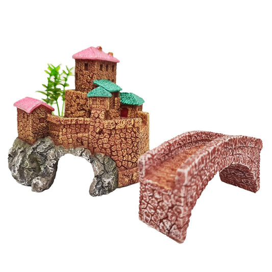 Betta Stone Bridge With Houses 3pcs
