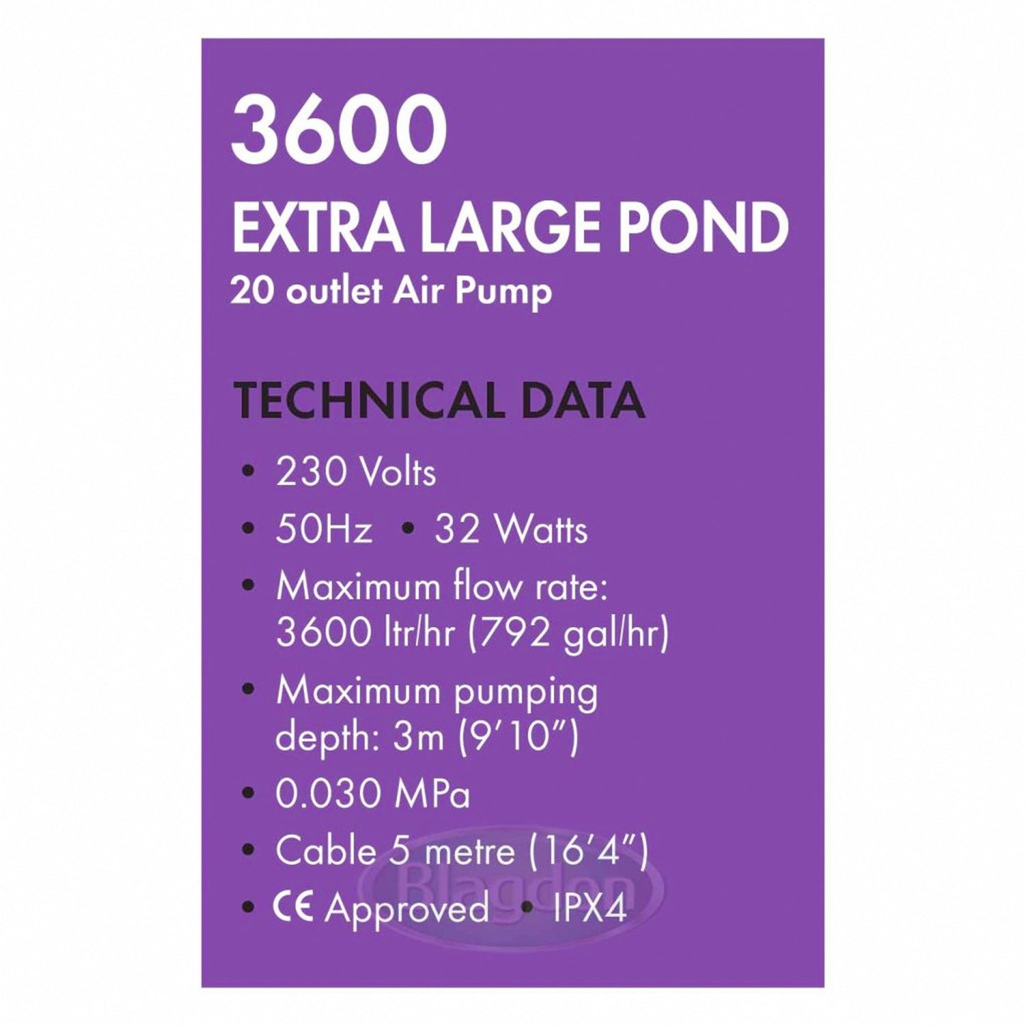 Blagdon Pond Oxygenator 3600 Air Pump
