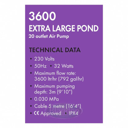 Blagdon Pond Oxygenator 3600 Air Pump