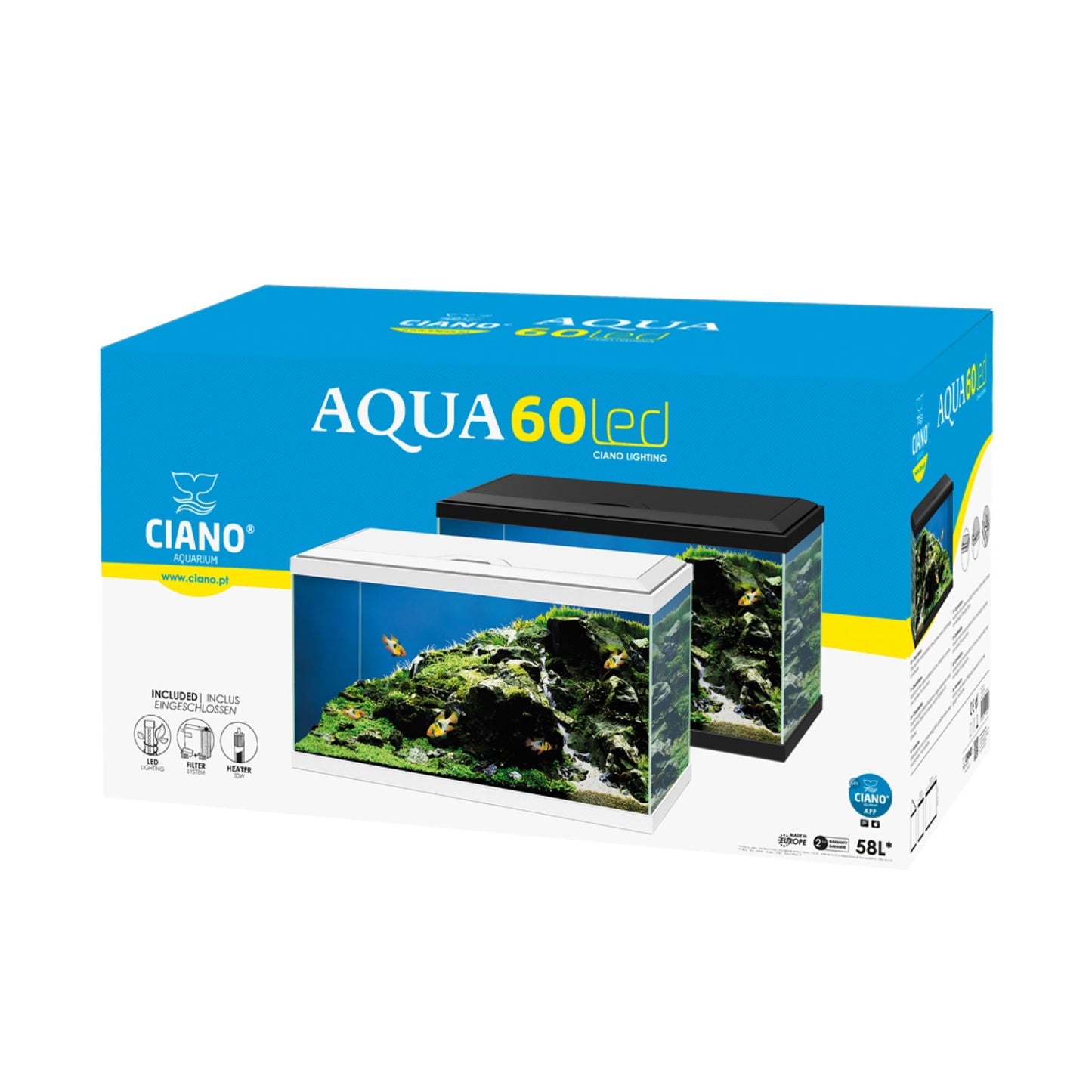 Ciano Aqua 60 LED Aquarium - Black 58L